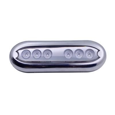 12V Marine 18W Oval Stainless Steel Blue 6- LED Underwater Lights for Boot, Dock, Boat, Yacht
