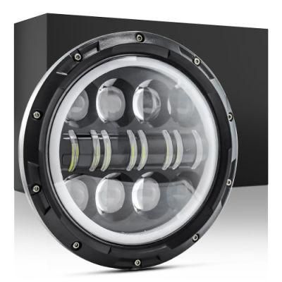Dxz 16LED Thin Round with Aperture Super Bright 7 Inch High Low Beam DRL LED Headlight with Halo Ring for Jeep Wrangler Tj Jk