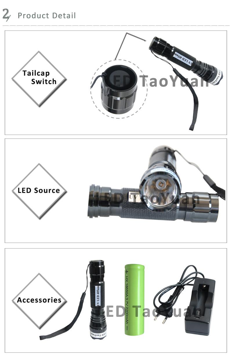 UV Light Flahslight Uses 405nm 3W