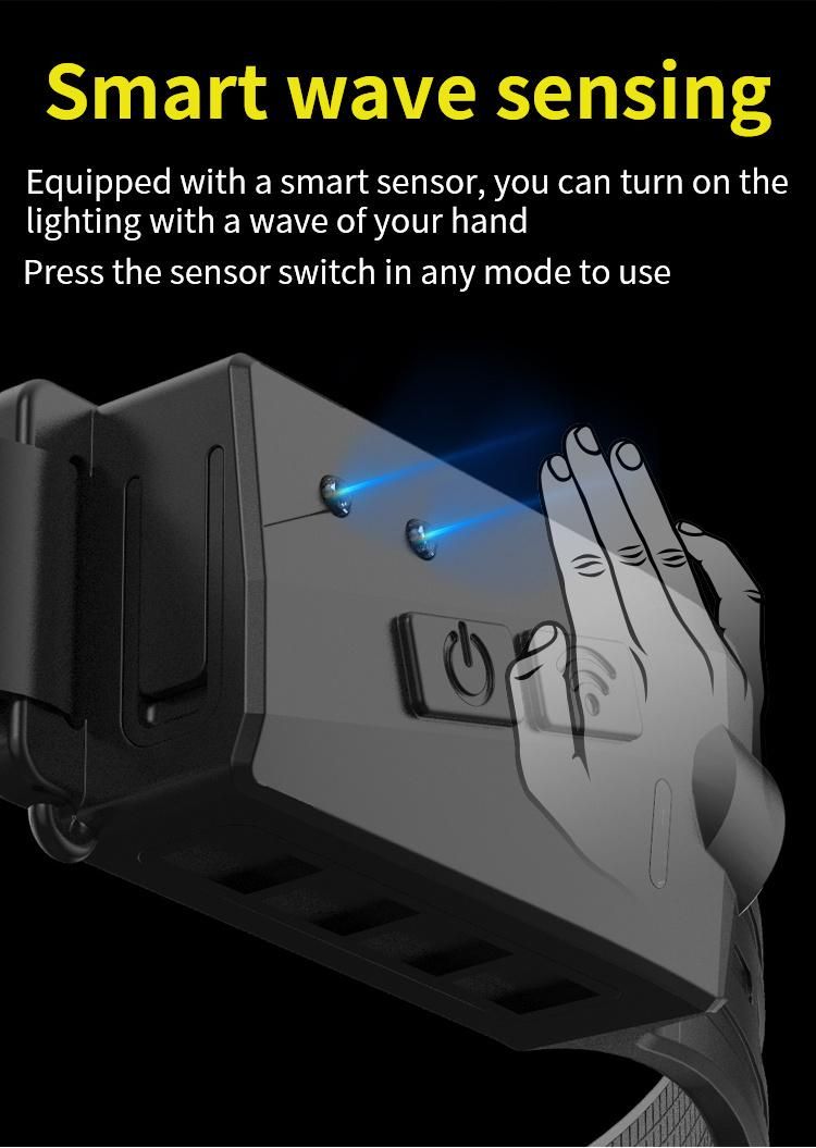 Rechargelable LED Headlamp with Sensor Headlight and Flashlight
