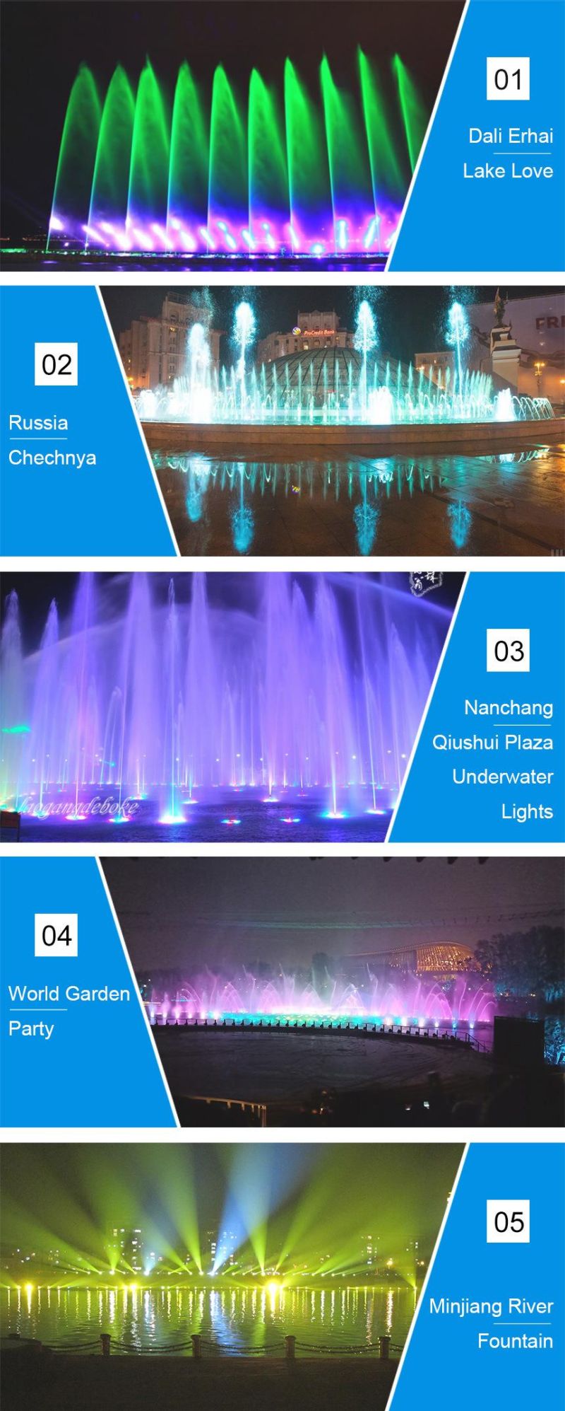 LED Underwater Light RGB 304 Stainless Steel Waterproof Grade IP68 Suitable for Swimming Pools, Fountains