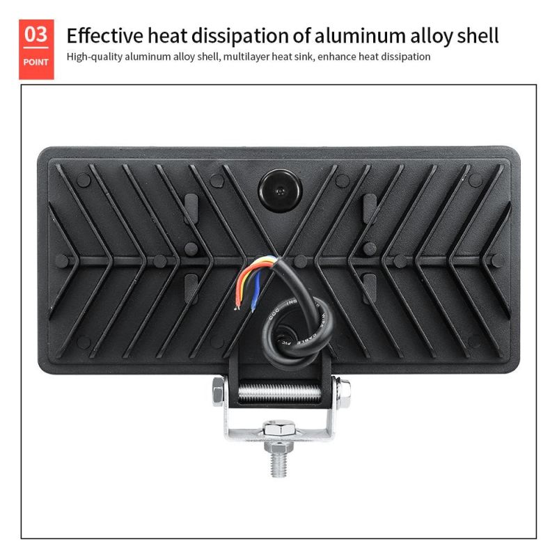 Dxz Car LED Work Light 8inch 68LED 204W Driving Flood Lamp Flashing Spotlight Red and Blue Strobe Warning Offroad Truck