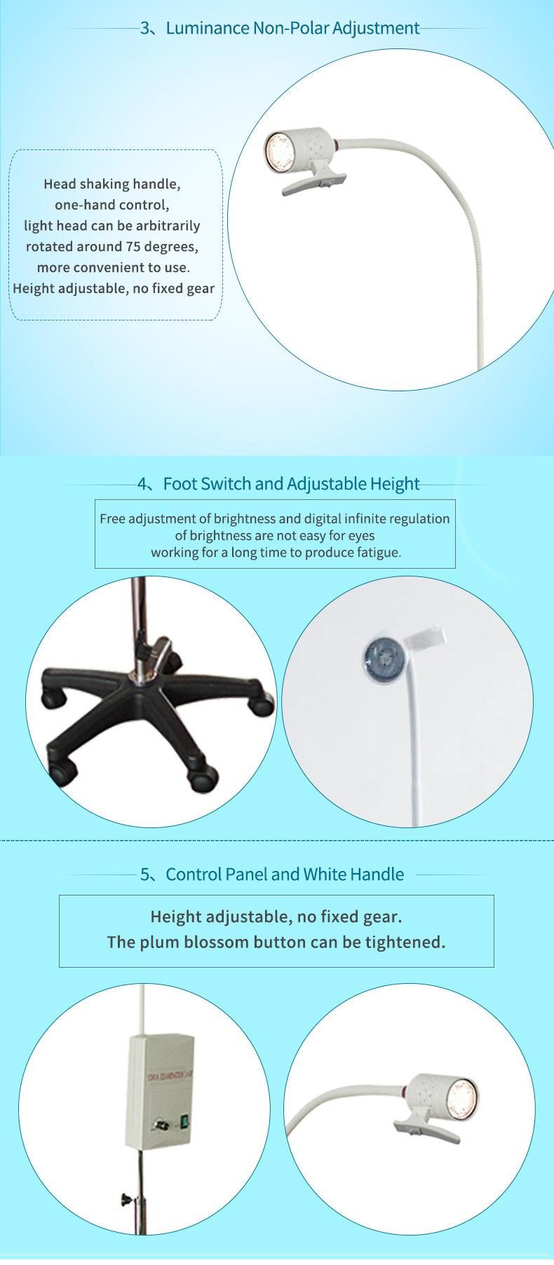 Adjust Brightness Mobile Surgical Examination Light with 5 Castors for Clinic (YD01A LED)