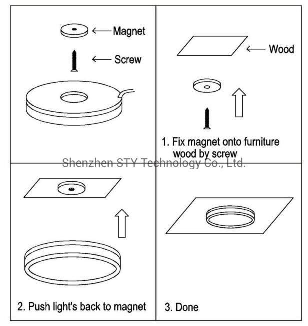 Hand Motion Sensor Round LED Surface Mounted by Magnet LED Puck Down Cabinet Lighting