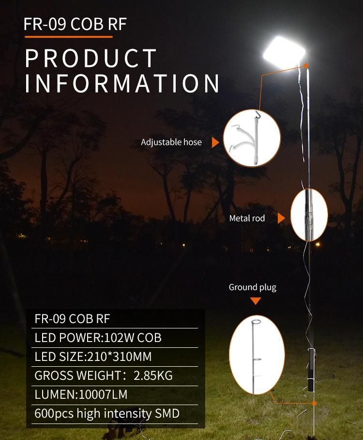 Conpex New Telescopic Fishing Metal Rod Outside Camping Light BBQ Beach Camping Outdoor Lights with Portable Bag