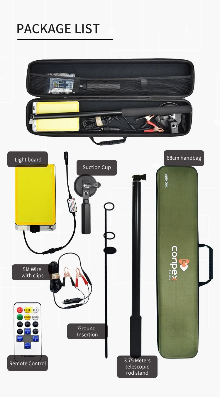 Customized Available Longer Telescopic Rod Camping Light Dual Color LED Outdoor Light with Remote Control