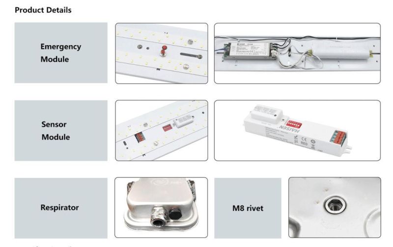 Ce/RoHS/SAA Certified 18W/36W/58W IP65 Waterproof Tri-Proof Light Vapor-Tight Fixture Lamp