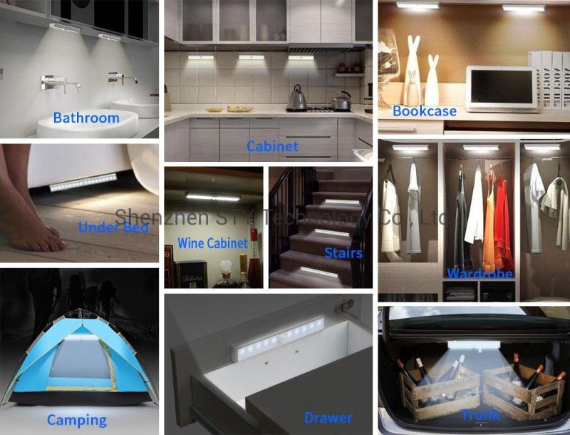 Motion Sensor Cabinet Lights, USB Rechargeable 12 LED Portable Cordless Closet Lighting, Wireless Under Counter Light