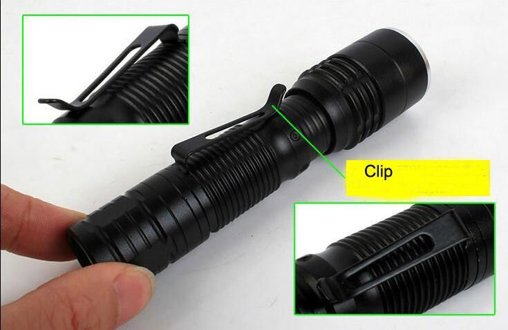 C81 Portable Mini LED Zoom Flashlight Torch with Pen Clip