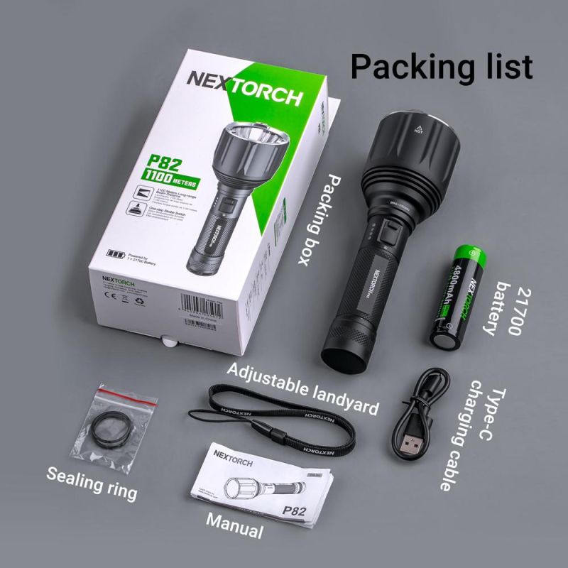 1100 Meter 1200 Lumen Ultra Long Range Tactical Flashlight Nextorch P82 Long Distance Police Tactical Torch