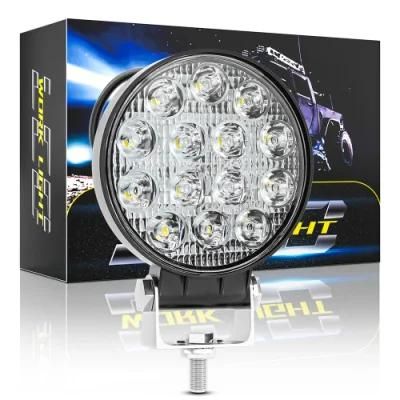 Dxz Car LED Work Light 4inch 14LED 42W 42mm Round Square Auxiliary Modification Headlight Luz De Trabajo Llevada