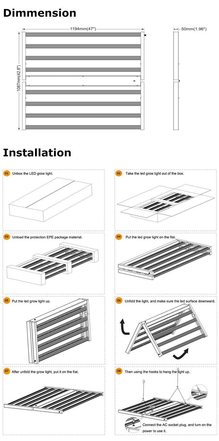 LED Grow Light Model E 8 Bars 680W Use Samsung 301h Diodes Offer High Efficacy and High Harvest