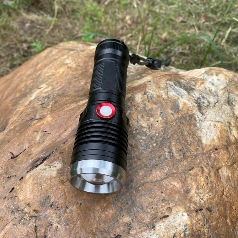 USB Rechargeable Zoom in and Zoom out Outdoor Camping Searching Aluminum LED Flashlight