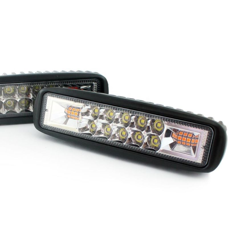 Dual Color 48W Strobe Car LED Work Light Bar 6inch Driving Fog Lights for SUV ATV Offroad Truck