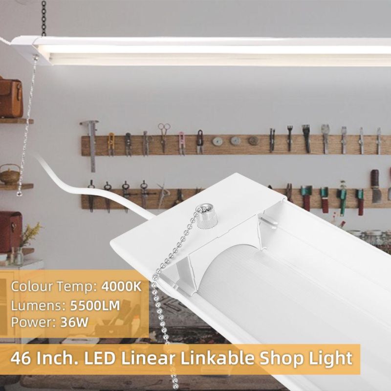 China Manufacturer 36W Linkable 5500 Lumens 4000K Natural White LED Garage Lighting/LED Shop Light with Pull Chain
