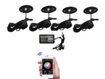 4PC Rock Crawler LED Under Body LED Rock Aluminum Light Kit with bluetooth Music Controller