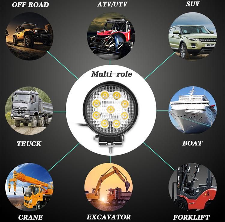 Flood Spot Beam 24V 27W LED Working Lights 12V Offroad 4X4 Car Trucks 4inch 27W LED Work Light