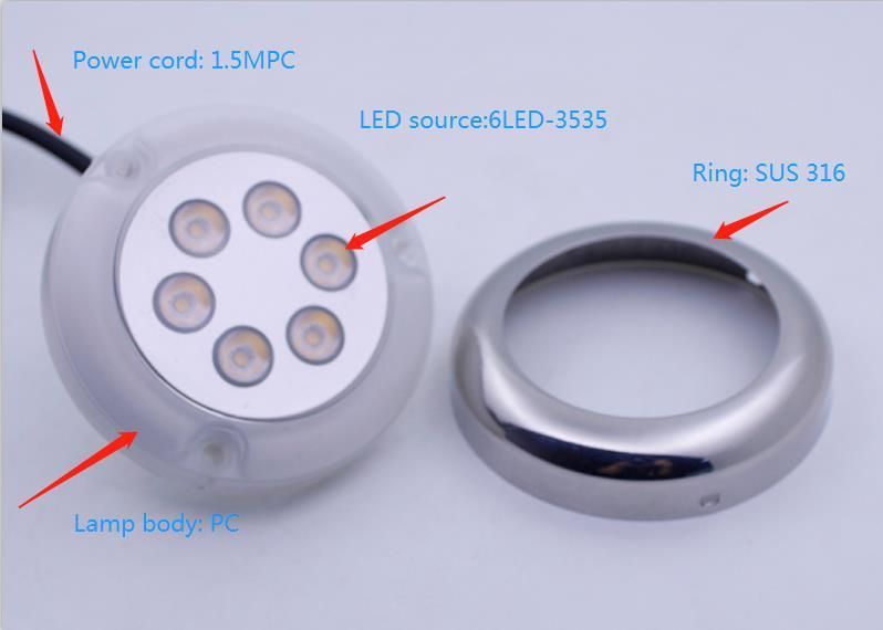 6 LED Boat Lights Waterproof IP68 Stainless Steel Underwater Pontoon Marine Light Stern Boat Navigation Lights