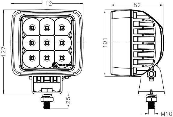 4451 Square LED Work Lights Luminus LED 4.4 Inch 45W 3500lm Spot Flood Beam