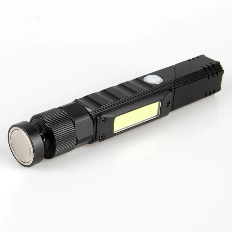 Yichen New Design Rechargeable LED Flashlight with Dual Emergency Light and Rotation Head