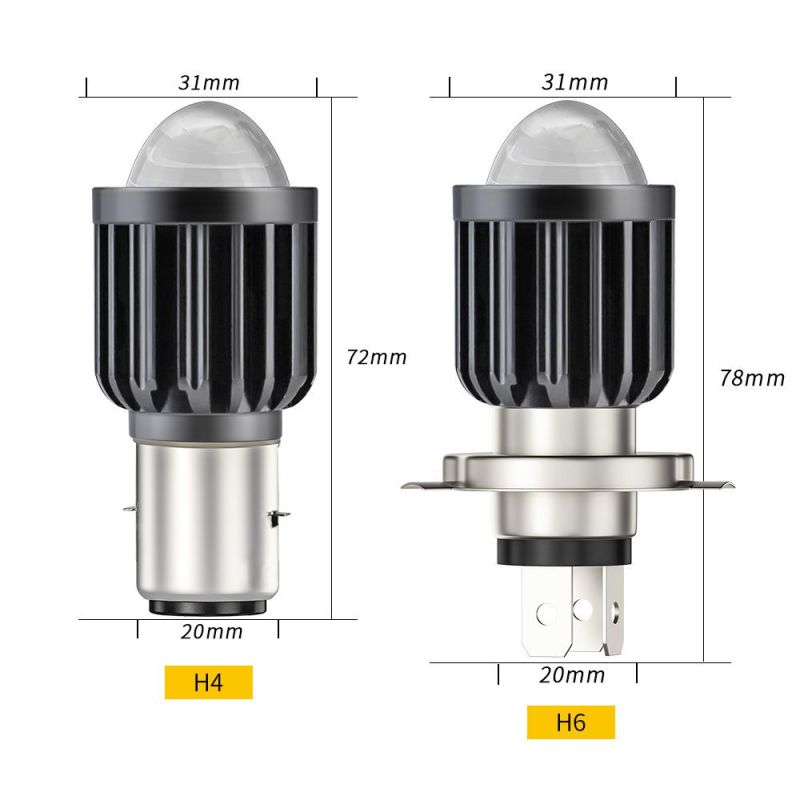 Dxz LED 30W Small Steel Cannon Spotlights Motorcycle Modified Lens Headlights H4 H6 Far and Near Beam Double Color Headlights