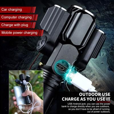 360light Torch Flash Light Long Distance Strong Zoom Aluminium Alloy USB Recharge Mini Flashlight &amp; Torches for Outdoor