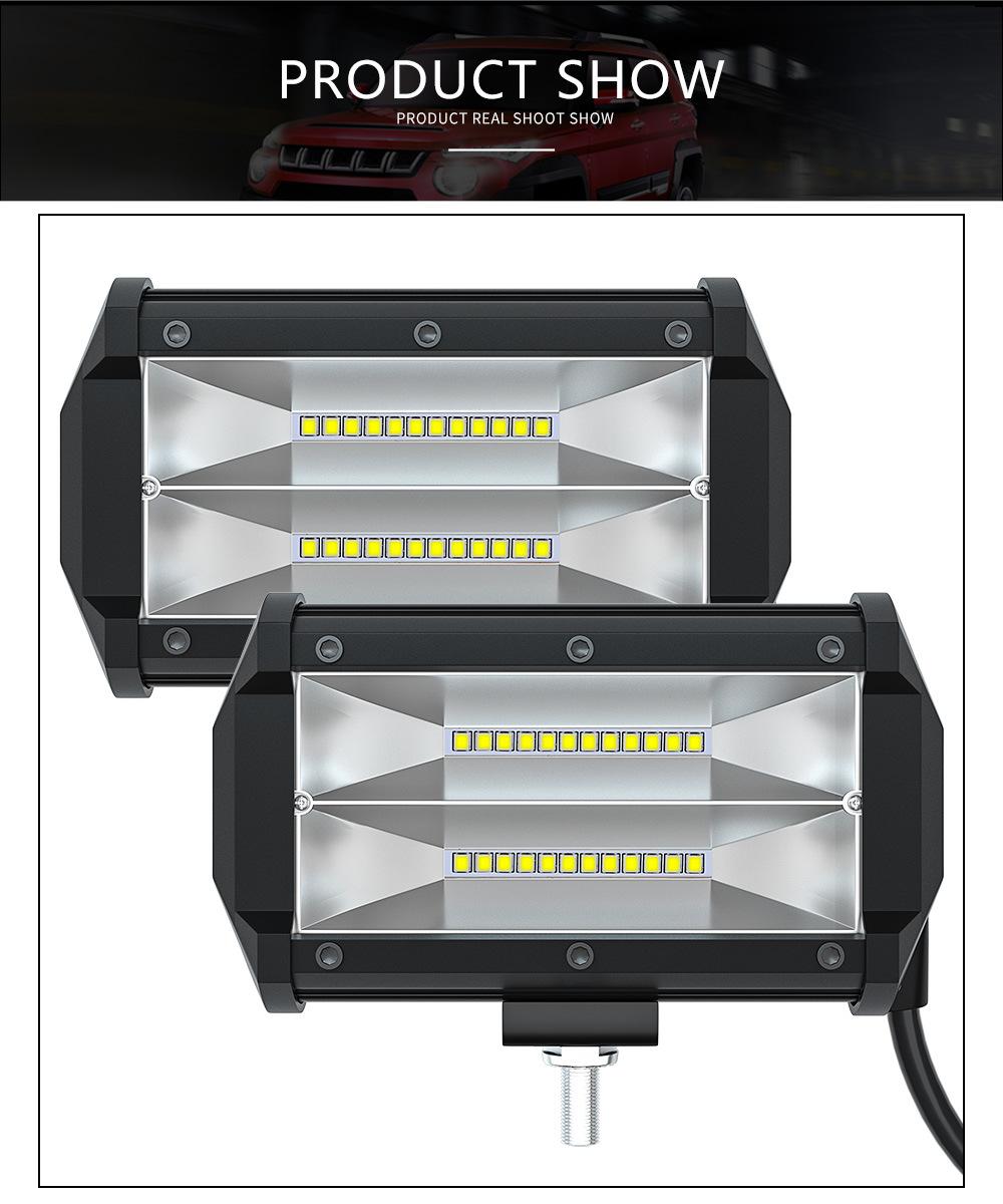 Dxz Floodlight Bar 5inch 24LED 72W 2 Row High Power Double Row 3030 Truck LED Work Light Bar for Car