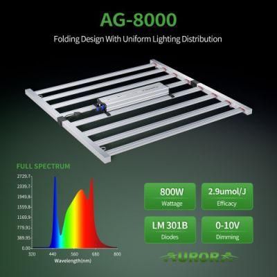 High Ppf 800W LED Grow Light High Power 8 Bars Full Spectrum Dimmable LED Plant Grow Light for Medical Plants