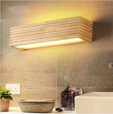 Nordic Solid Wood Wall Lights Staircase Corridor Rectangular Bathroom LED Wall Lamp (WH-MR-68)