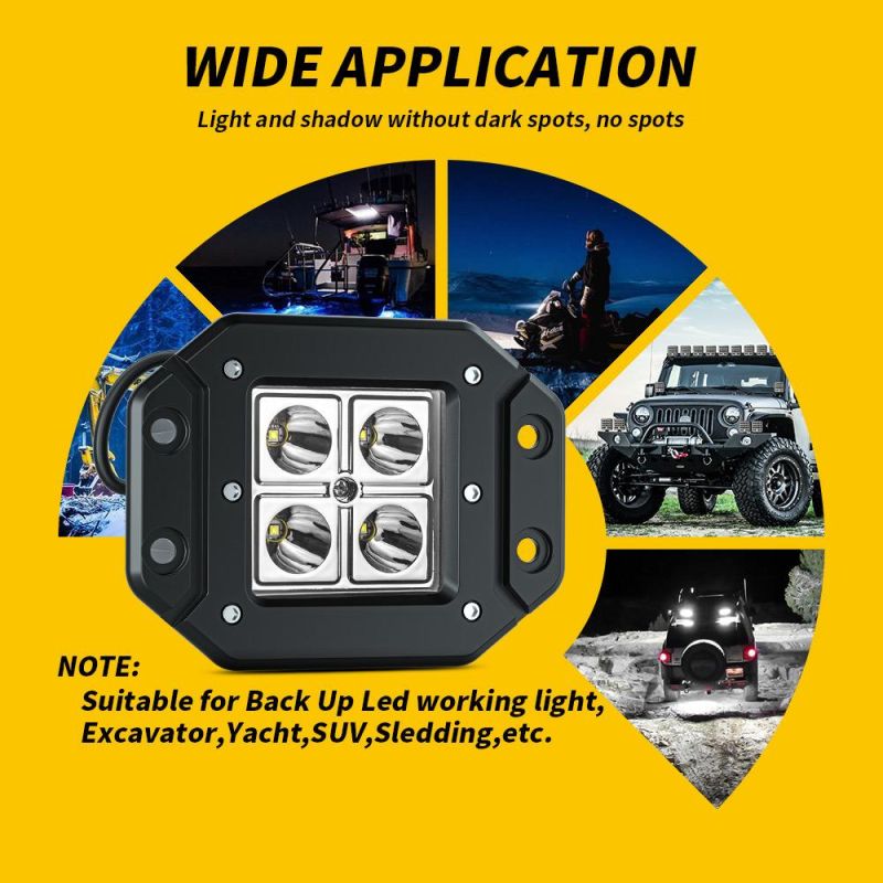 Dxz Offroad Vehicle 4 LED 9-80V Truck Work Warning Light Fog Light LED Rectangle Square Auto Working Light with Spot Beam for 4X4 SUV Jeep LED Light