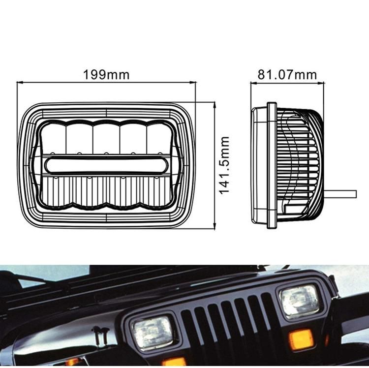 4X6 Inch Rectangular 45W 6000K White LED off-Road Auxiliary Driving Light/Work Light for Tractors Agriculture Vehicles, Spot Combo Hi Low Beam Focos LED 4X4