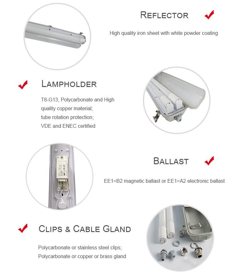 LED Tri-Proof Light IP65 LED Waterproof Liner Fixture Triproof Light 18W 36W for Warehouse
