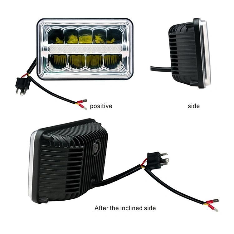 4X6 Inch 45W Sealed Beam LED Headlight Replacement for Truck Ford Jeep Jk White DRL Car LED