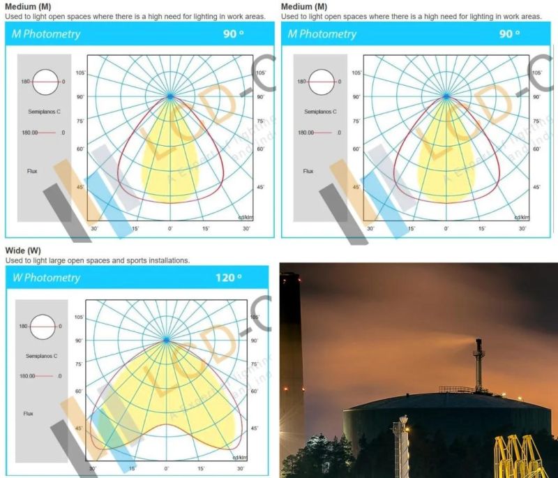 Meanwell Driver 7 Years LED Light Warranty 130lm/W Iecex TUV CE RoHS Approved 200V Outdoor LED Flood Light with 50W/60W/80W/100W/120W/150W /200W for Zone 1 & 21