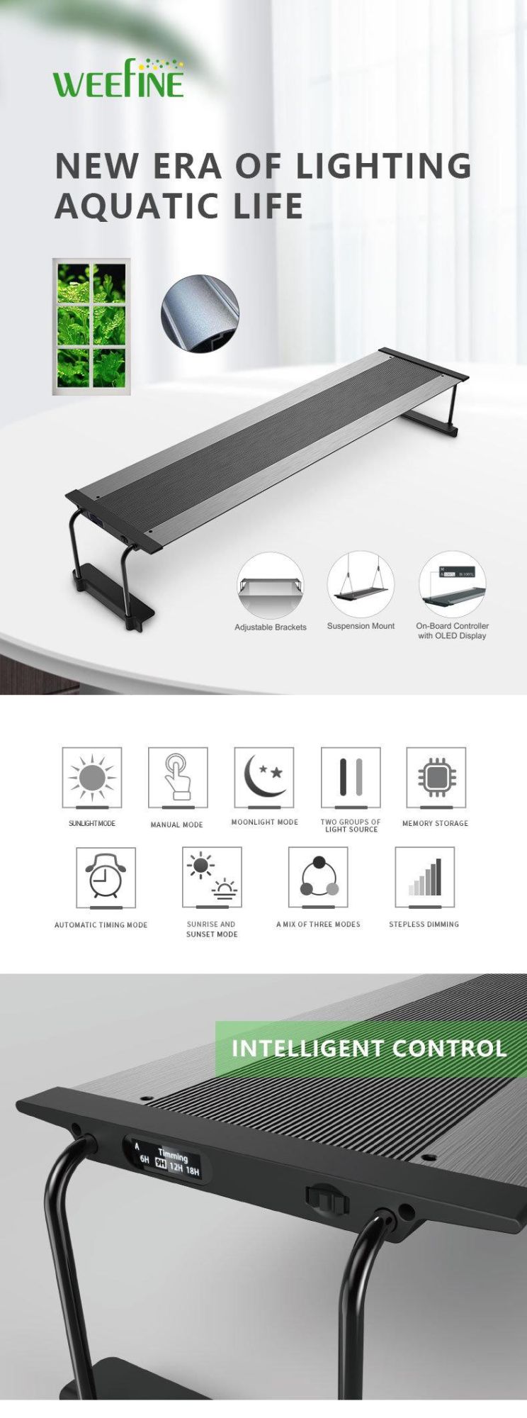 New 30W LED Aquarium Light Full Spectrum with Bracket (MA02-D30)