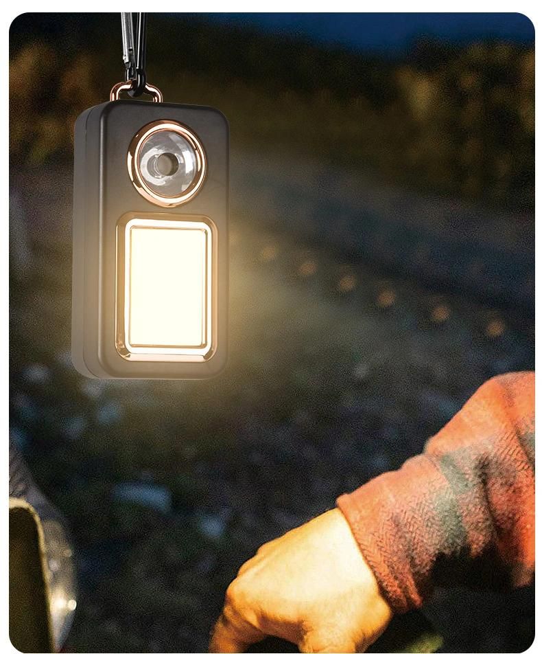 Keychain Repair Light Multifunctional Emergency Flashlight USB Rechargeable Tent Camping Light COB Work Light