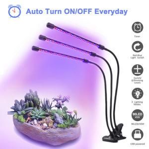 2019 Three-Head LED Plant Grow Lamp Full Spectrum Sunlight USB Cycle Timing Clip Supplementary Light Lamp