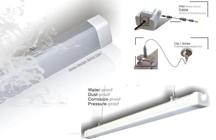 IP65 Waterproof LED Linear Tube Fixture 1.2m 60W Tri-Proof Light