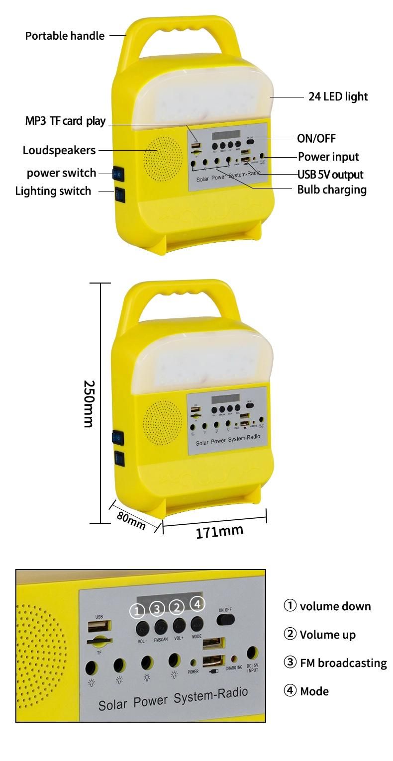 New Solar Charging Small System Lamp with MP3 Player Radio Function Multi-Functional Integrated Lamp