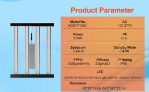 Full Spectrum Smart Control SMD3030 310W LED Plant Grow Light for Greenhouse Indoor Plants