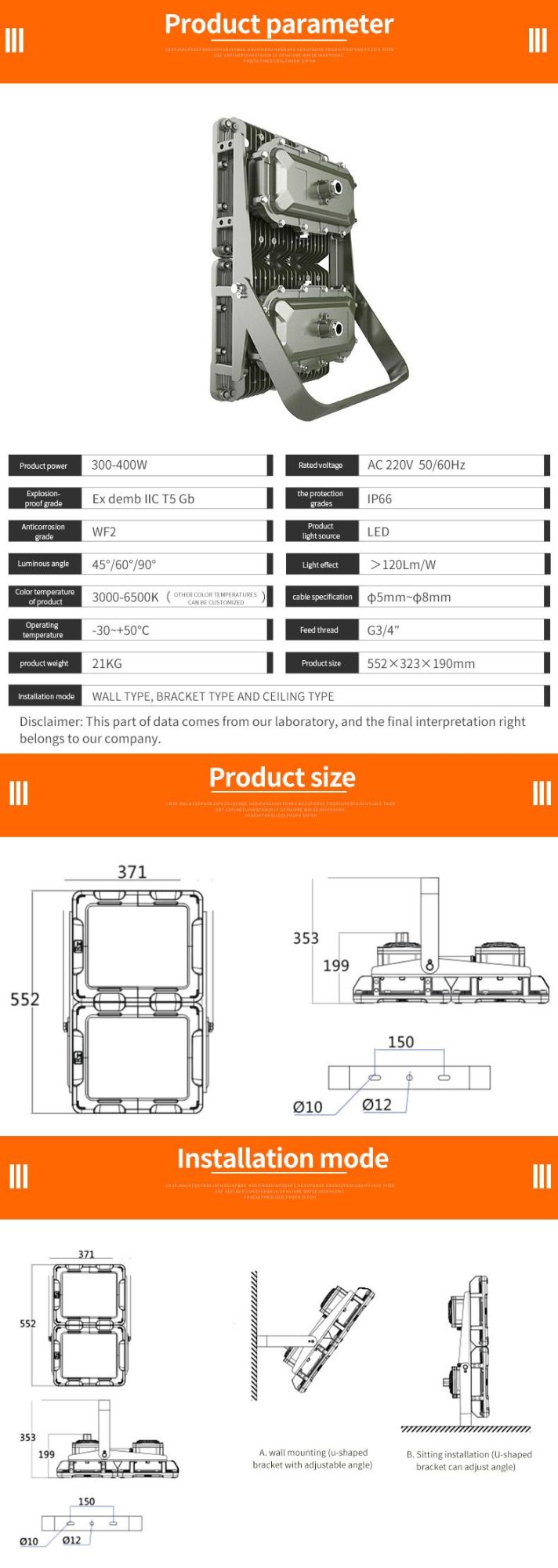 Outdoor Explosion Flame Proof LED Canopy Lights for Petrol Pump Gas Station Fuel Service