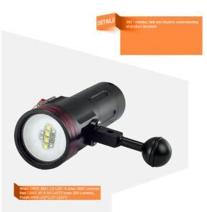 Video/ Photo Diving Flashlight 2600lm Scuba Dive Torch UV Light