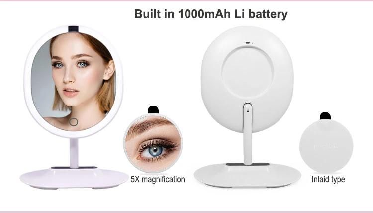 Oval Shape Automatic Sensor Make up Mirror LED 5X Magnifying Motion Sensor Make up