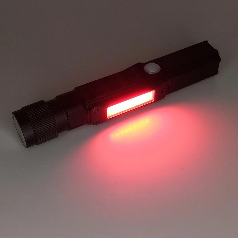 Yichen New Design Rechargeable LED Flashlight with Dual Emergency Light and Rotation Head