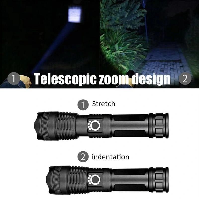 Ultra Bright Tactical Flashlight 3000lumens 5modes Zoomable Xhp50 LED Flashlight