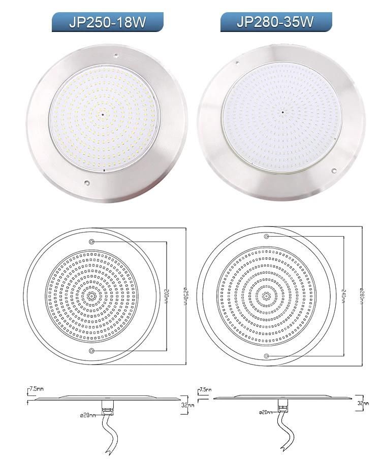 IP68 LED Swimming Light 12V Outdoor Lighting Surface Mounted Submersible Waterproof Slim PAR56 Swimming Pool Light