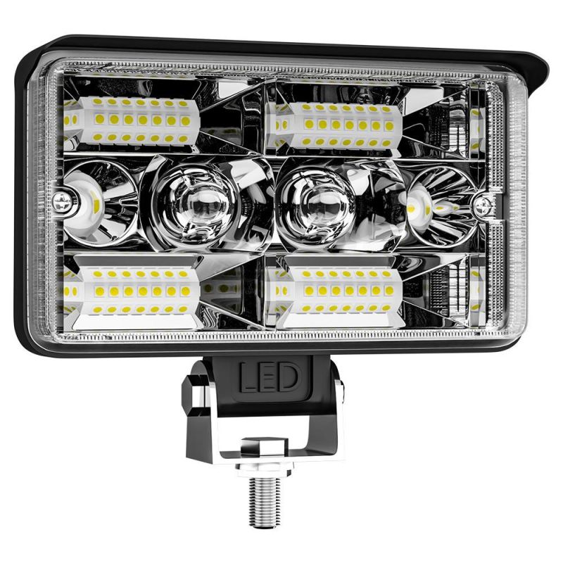 Dxz 4inch Ingot Lamp Duble Color Laser Car Strong Light Super Bright Refit in The Net Truck Headlight Fog Proof Ingot LED Work Light Flood+Spot