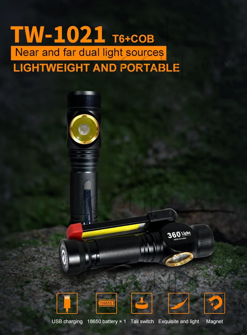 USB Rechargeable Flashlights Outdoor Adventure Cycling Equipmentself Defense Powerful Flashlight