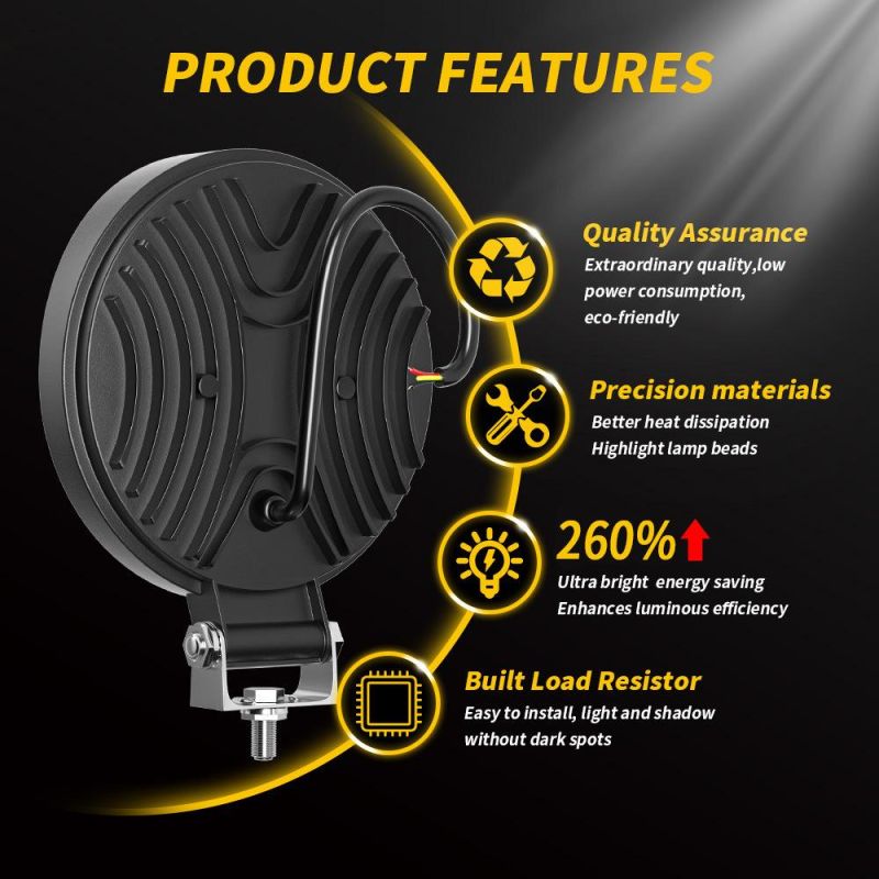 Dxz Round Spotlight 4 Inch 24LED 72W DRL LED Work Light Bar Waterproof for off-Road SUV Boat 4X4 Truck Lighting Auto Lighting System