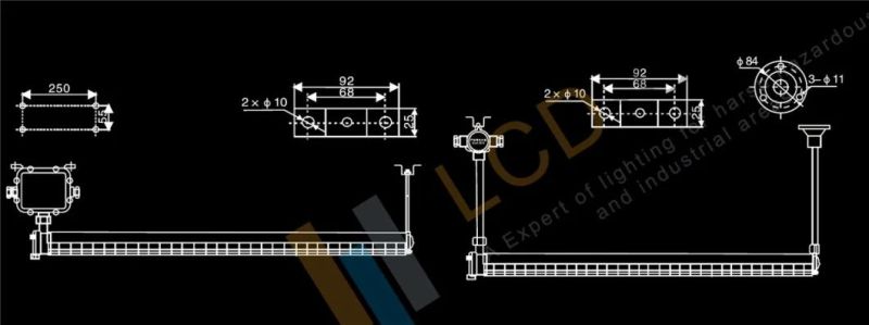 5 Years Warranty Explosion Proof LED Fluorescent Light Fixtures Explosion Proof Lighting IP65 for Zone 1 & 21 and Zone 2 & 22 Mounting Options Ceiling Wall Pole